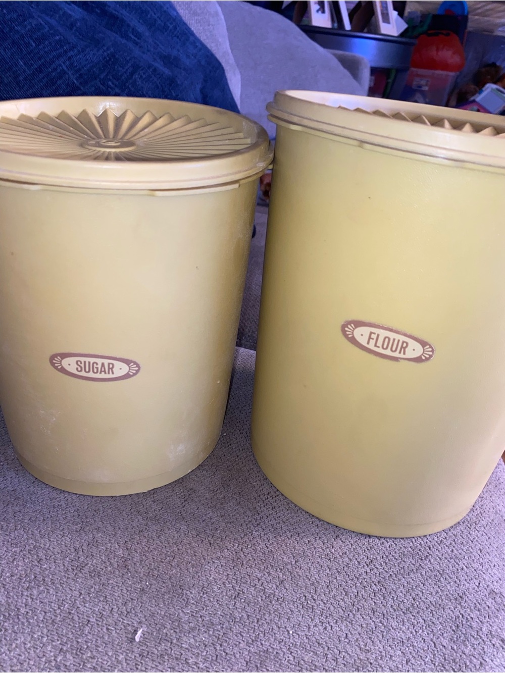 Tupperware vintage Yellow Flour & Sugar Storage Canisters